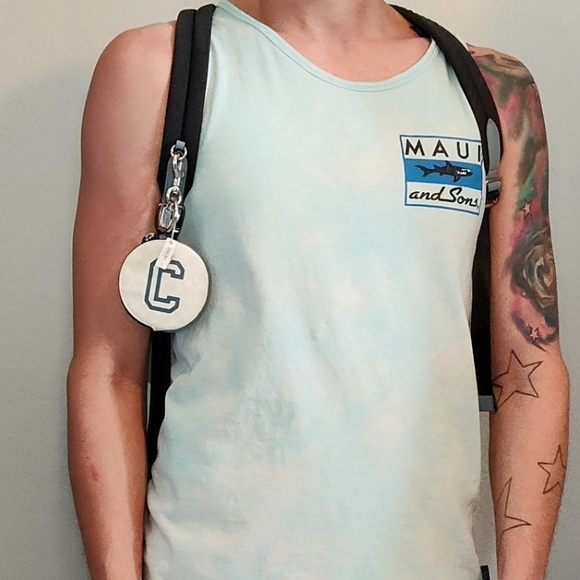 Coach woman's Campus backpack with Varsity pin & Coin Case.  Light blue. EUC - Picture 10 of 10